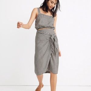 MADEWELL A-line black and white gingham skirt
